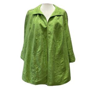 Peter Nygard Womens Plus Size 20 Open Faced Blazer Jacket Linen Blend Lime Green